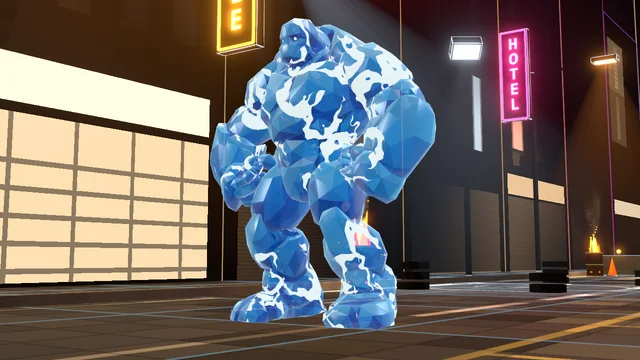 A Water Golem: a titan of translucent blue facets.